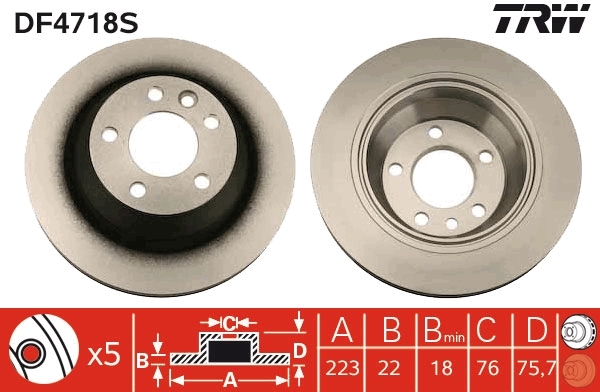 Disc frana DF4718S TRW - Frana disc Disc frana DF4718S TRW - Frana disc