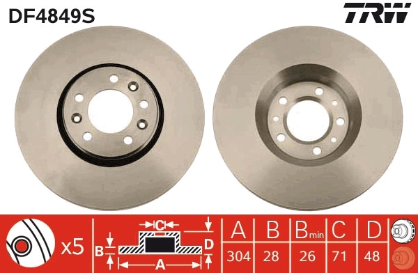Disc frana DF4849S TRW - Frana disc Disc frana DF4849S TRW - Frana disc