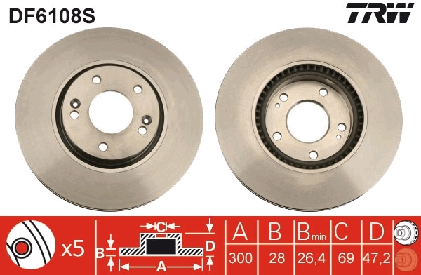 Disc frana DF6108S TRW - Frana disc Disc frana DF6108S TRW - Frana disc