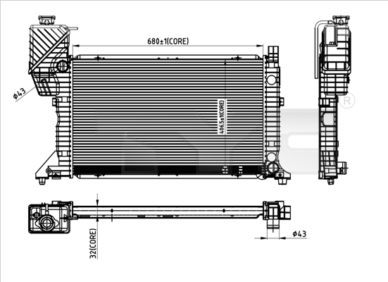 Radiator, racire motor 721-0007 TYC - Radiator apa/piese Radiator, racire motor 721-0007 TYC - Radiator apa/piese