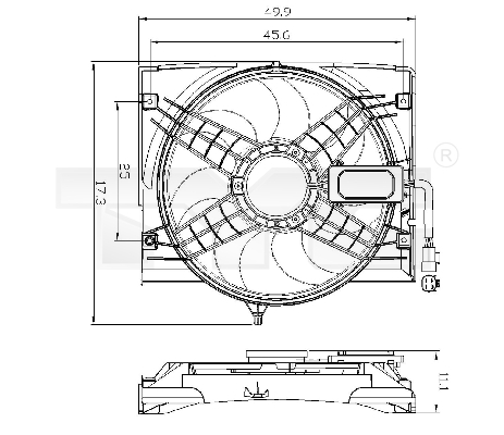 Ventilator, radiator 803-0011 TYC - Gmv (electroventilator )