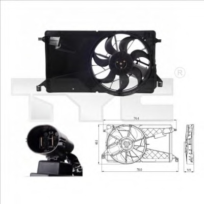 Ventilator, radiator 820-0001 TYC - Ventilator radiator