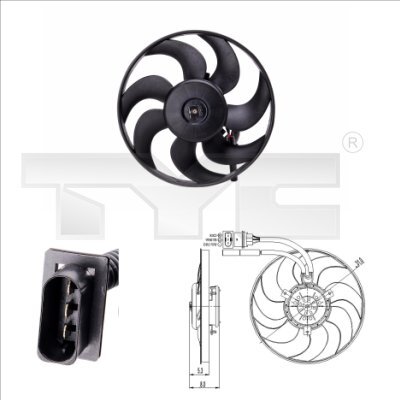 Ventilator, radiator 831-0009 TYC - Gmv (electroventilator )