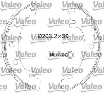 Set saboti frana 553814 VALEO - Material frictiune sabot frana/ sabot frana