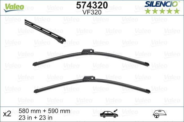 SET STERGATOARE VALEO SILENCIO X.TRM 580/590 MM VF320 574320 VALEO - Stergator de parbriz