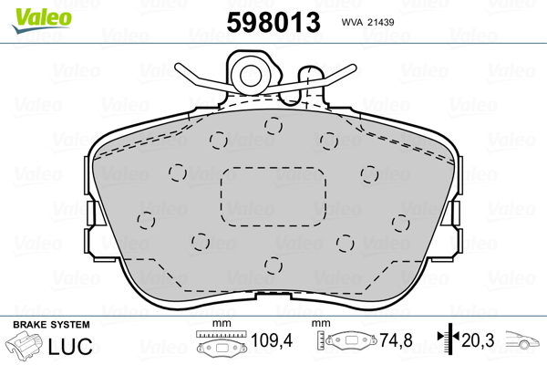 set placute frana,frana disc 598013 VALEO - Set placute frana set placute frana,frana disc 598013 VALEO - Set placute frana