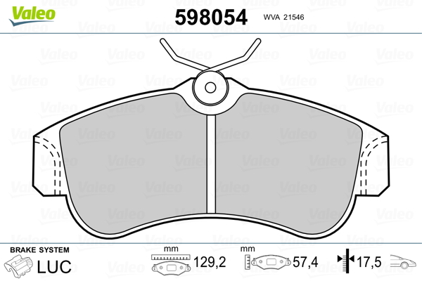 set placute frana,frana disc 598054 VALEO - Frana disc set placute frana,frana disc 598054 VALEO - Frana disc