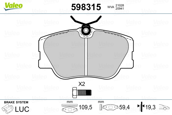 set placute frana,frana disc 598315 VALEO - Frana disc set placute frana,frana disc 598315 VALEO - Frana disc