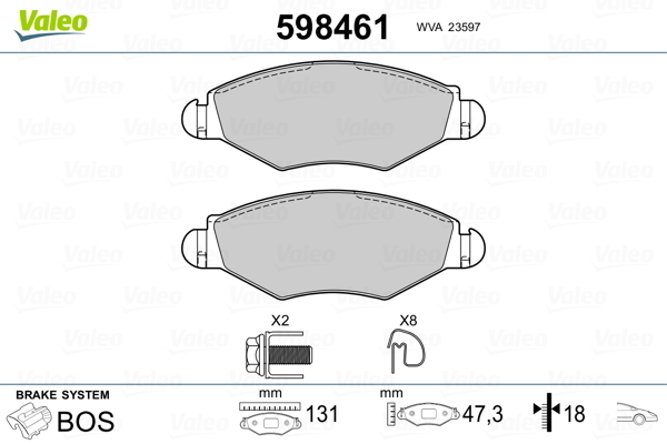 set placute frana,frana disc 598461 VALEO - Frana disc set placute frana,frana disc 598461 VALEO - Frana disc