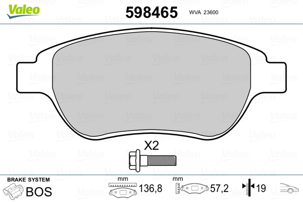set placute frana,frana disc 598465 VALEO - Frana disc set placute frana,frana disc 598465 VALEO - Frana disc