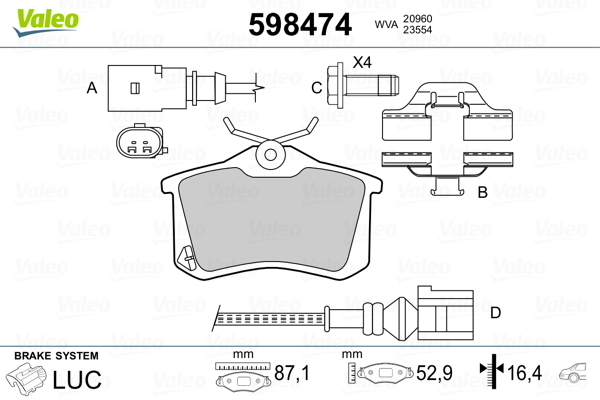 set placute frana,frana disc 598474 VALEO - Frana disc set placute frana,frana disc 598474 VALEO - Frana disc
