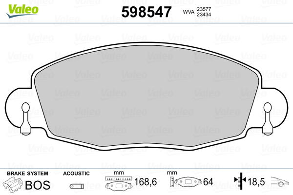 set placute frana,frana disc 598547 VALEO - Frana disc set placute frana,frana disc 598547 VALEO - Frana disc