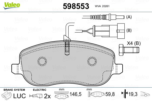 set placute frana,frana disc 598553 VALEO - Set placute frana set placute frana,frana disc 598553 VALEO - Set placute frana