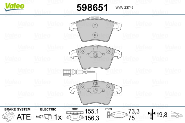 set placute frana,frana disc 598651 VALEO - Frana disc set placute frana,frana disc 598651 VALEO - Frana disc