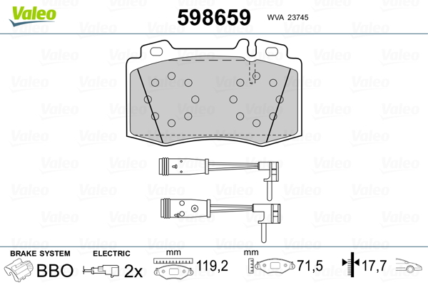 set placute frana,frana disc 598659 VALEO - Set placute frana set placute frana,frana disc 598659 VALEO - Set placute frana