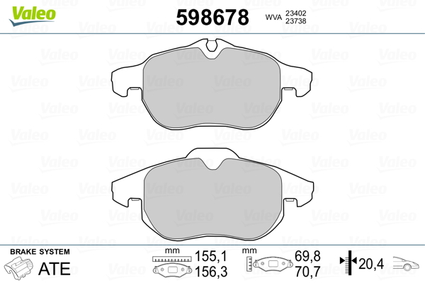 set placute frana,frana disc 598678 VALEO - Frana disc set placute frana,frana disc 598678 VALEO - Frana disc