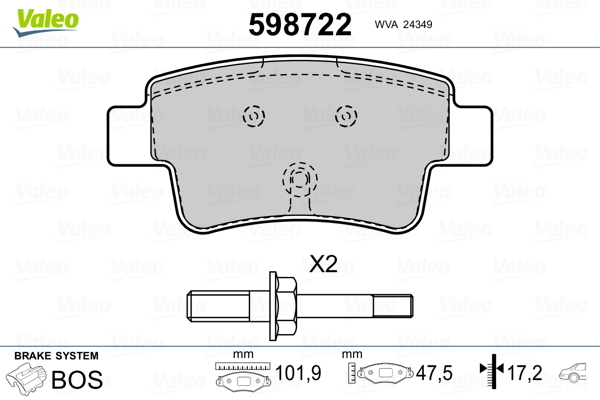 set placute frana,frana disc 598722 VALEO - Set placute frana set placute frana,frana disc 598722 VALEO - Set placute frana