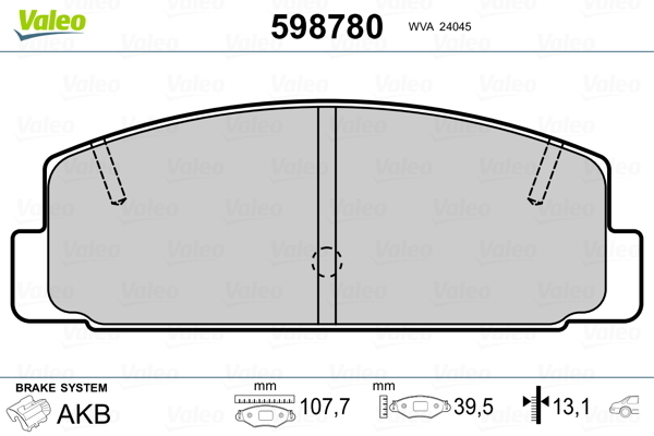 set placute frana,frana disc 598780 VALEO - Set placute frana set placute frana,frana disc 598780 VALEO - Set placute frana
