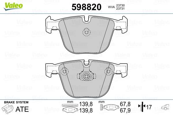 set placute frana,frana disc 598820 VALEO - Frana disc set placute frana,frana disc 598820 VALEO - Frana disc