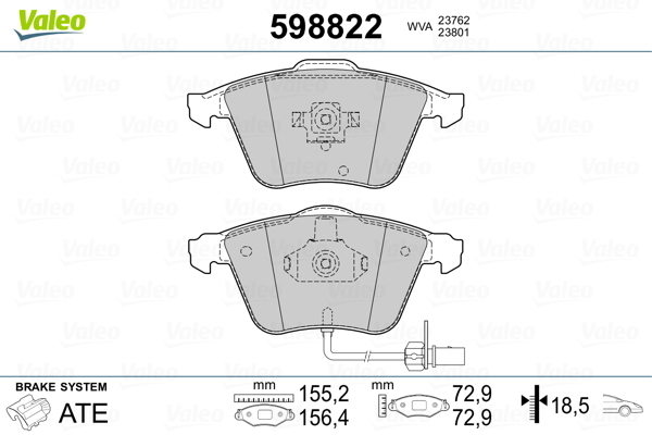 set placute frana,frana disc 598822 VALEO - Frana disc set placute frana,frana disc 598822 VALEO - Frana disc