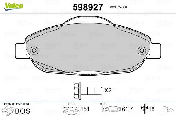 set placute frana,frana disc 598927 VALEO - Frana disc set placute frana,frana disc 598927 VALEO - Frana disc