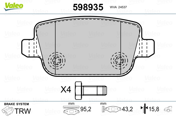 set placute frana,frana disc 598935 VALEO - Frana disc set placute frana,frana disc 598935 VALEO - Frana disc