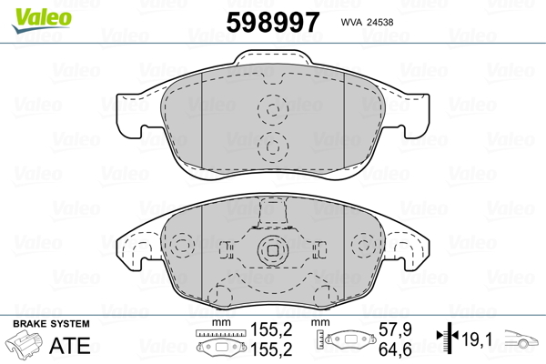 set placute frana,frana disc 598997 VALEO - Frana disc set placute frana,frana disc 598997 VALEO - Frana disc