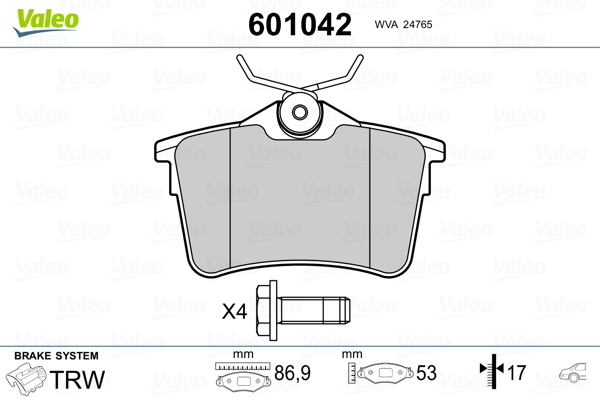 set placute frana,frana disc 601042 VALEO - Frana disc set placute frana,frana disc 601042 VALEO - Frana disc