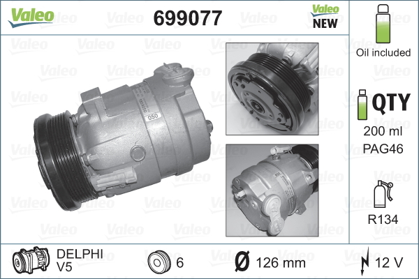 Compresor, climatizare 699077 VALEO - Compresor/piese Compresor, climatizare 699077 VALEO - Compresor/piese