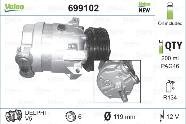 Compresor, climatizare 699102 VALEO - Compresor/piese Compresor, climatizare 699102 VALEO - Compresor/piese