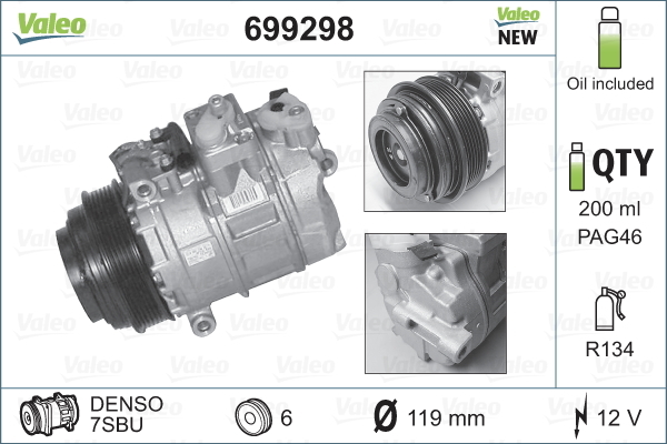 Compresor, climatizare 699298 VALEO - Compresor/piese Compresor, climatizare 699298 VALEO - Compresor/piese