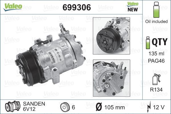 Compresor, climatizare 699306 VALEO - Compresor/piese Compresor, climatizare 699306 VALEO - Compresor/piese