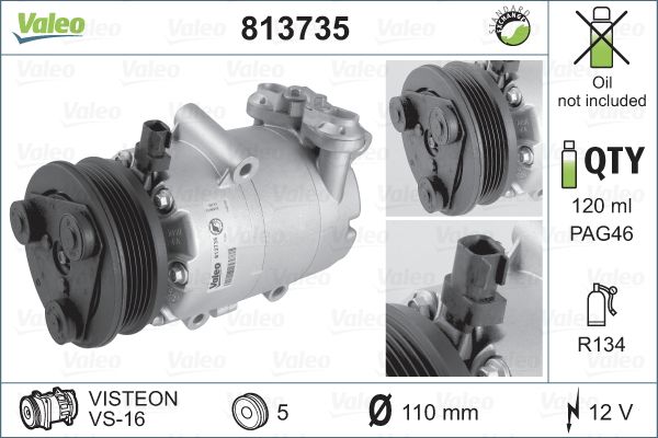 Compresor, climatizare 813735 VALEO - Compresor/piese