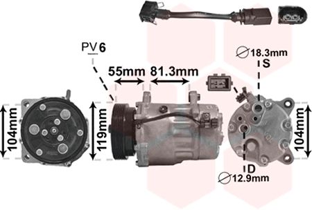 Compresor, climatizare 0300K001 VAN WEZEL - Compresor/piese Compresor, climatizare 0300K001 VAN WEZEL - Compresor/piese
