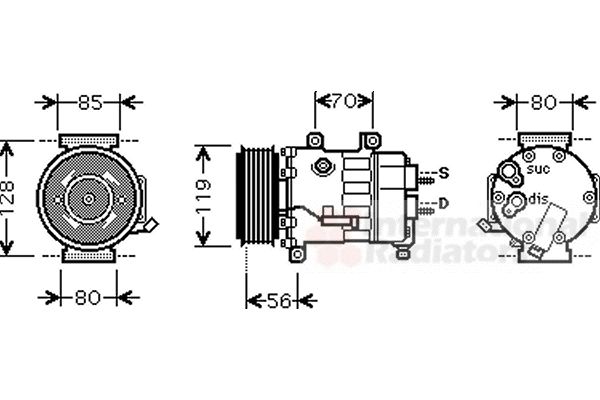 Compresor, climatizare 0900K256 VAN WEZEL - Compresor/piese