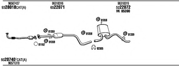 Sistem de esapament DWT17234A WALKER - Sistem de evacuare, complet Sistem de esapament DWT17234A WALKER - Sistem de evacuare, complet
