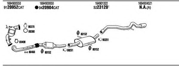 Sistem de esapament MBT18508A WALKER - Sistem de evacuare, complet Sistem de esapament MBT18508A WALKER - Sistem de evacuare, complet