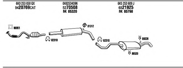 Sistem de esapament VW20686 WALKER - Sistem de evacuare, complet Sistem de esapament VW20686 WALKER - Sistem de evacuare, complet