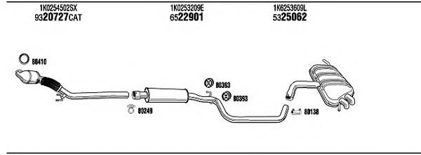 Sistem de esapament VW20802 WALKER - Sistem de evacuare, complet Sistem de esapament VW20802 WALKER - Sistem de evacuare, complet