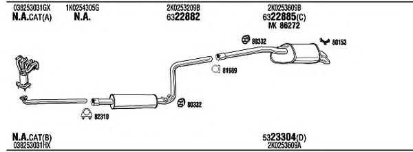Sistem de esapament VWH17808 WALKER - Sistem de evacuare, complet Sistem de esapament VWH17808 WALKER - Sistem de evacuare, complet